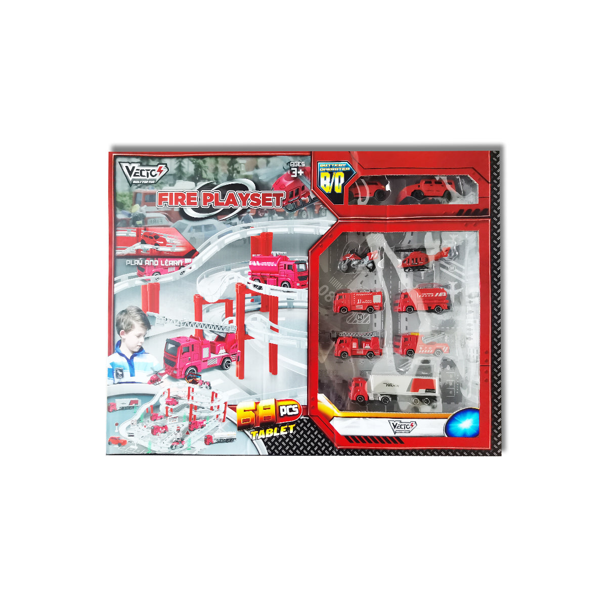 Bộ Đồ Chơi Lắp Ráp Đường Ray Và Xe Cứu Hỏa Chạy Pin Vecto Vt557-10-1