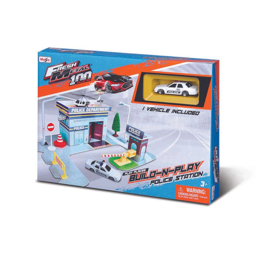 Bộ Đồ Chơi Lắp Ráp Trạm Cảnh Sát, Kèm Mô Hình Xe Hơi Maisto Mt12513