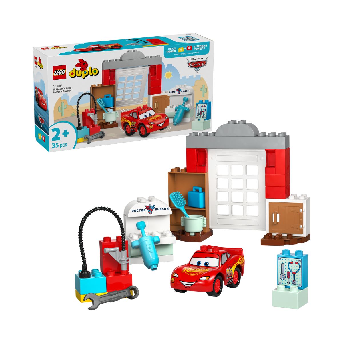 Đồ Chơi Bộ Lắp Ráp Chuyến Thăm Gara Của Bác Sĩ Doc Và Xe Mcqueen Lego Duplo 10456