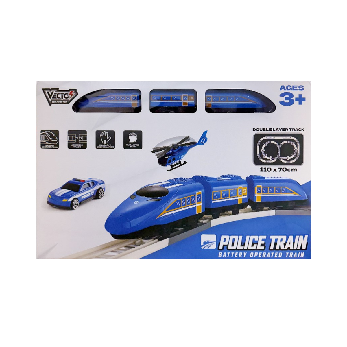 Đồ Chơi Bộ Lắp Ráp Đường Ray Và Tàu Cao Tốc Chạy Pin - Cảnh Sát VECTO VT262810