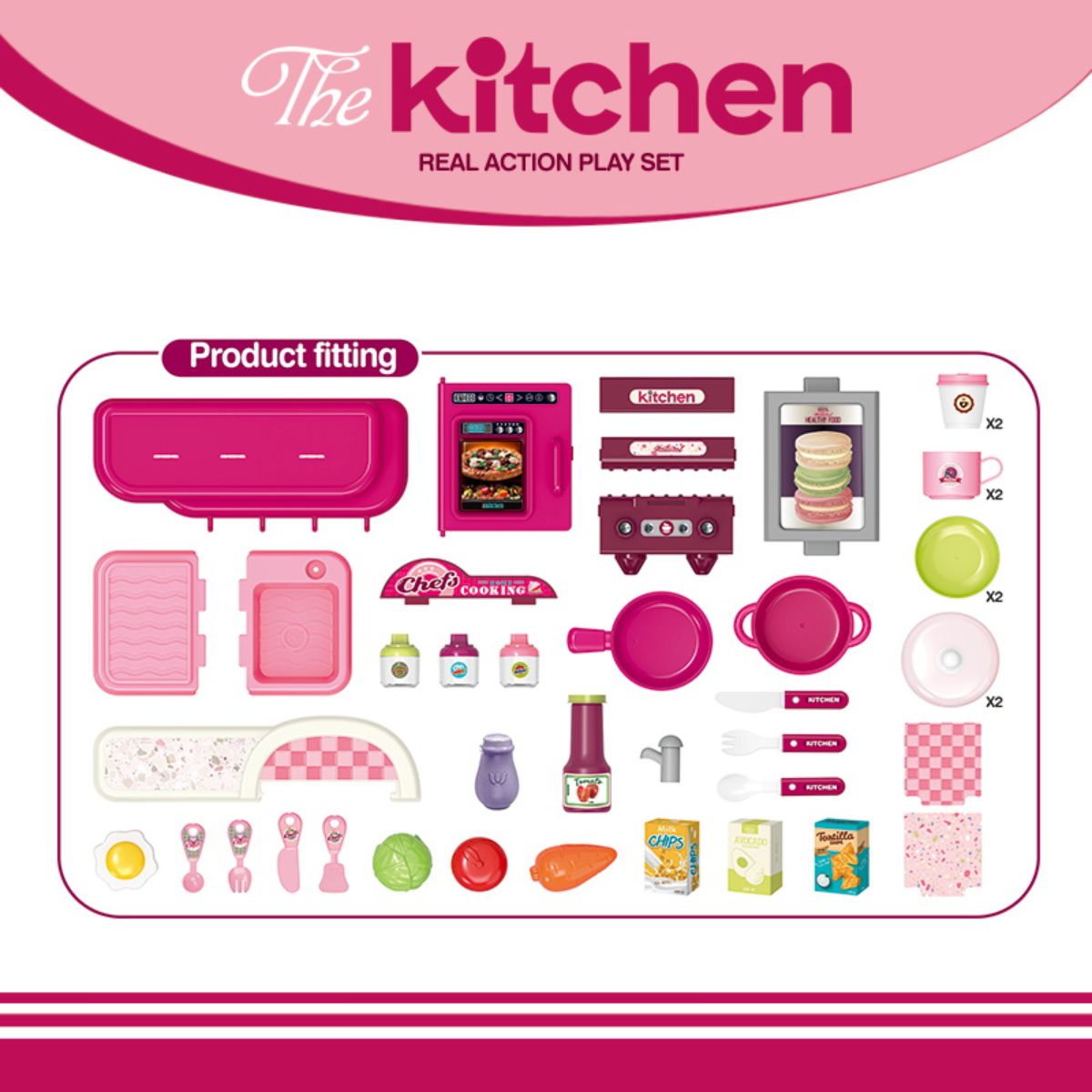 Sweet Heart Giant Kitchen Playset – Pink 2-Suitcase Combo SH0346