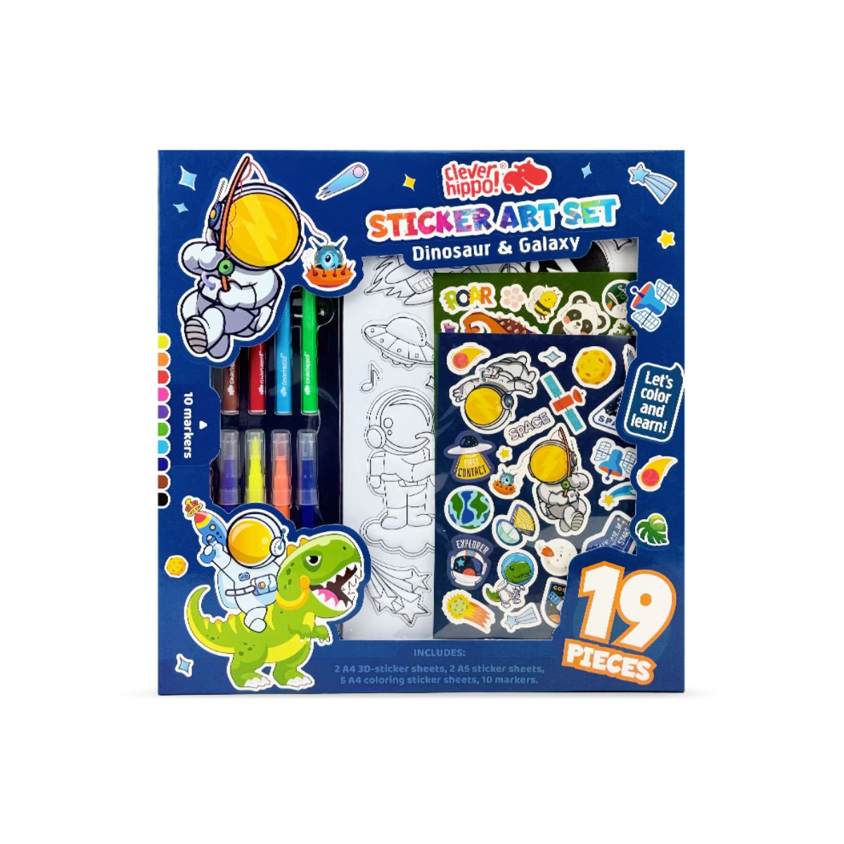 Bộ Sticker Nghệ Thuật Và Bút Marker - Dinosaur & Galaxy CLEVERHIPPO SS02