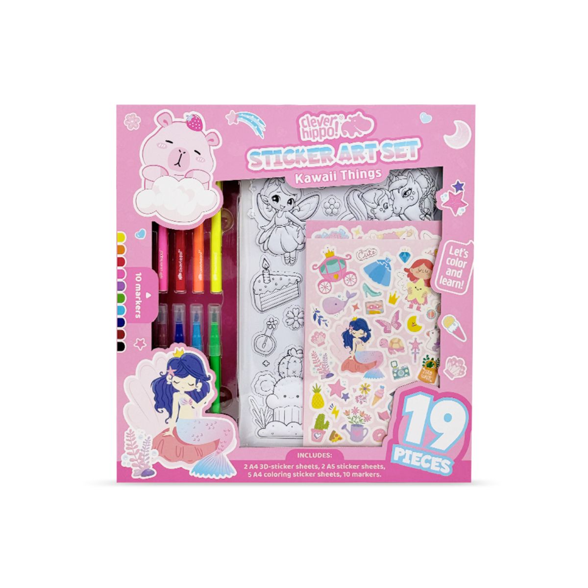 Bộ Sticker Nghệ Thuật Và Bút Marker - Kawaii Things CLEVERHIPPO SS01