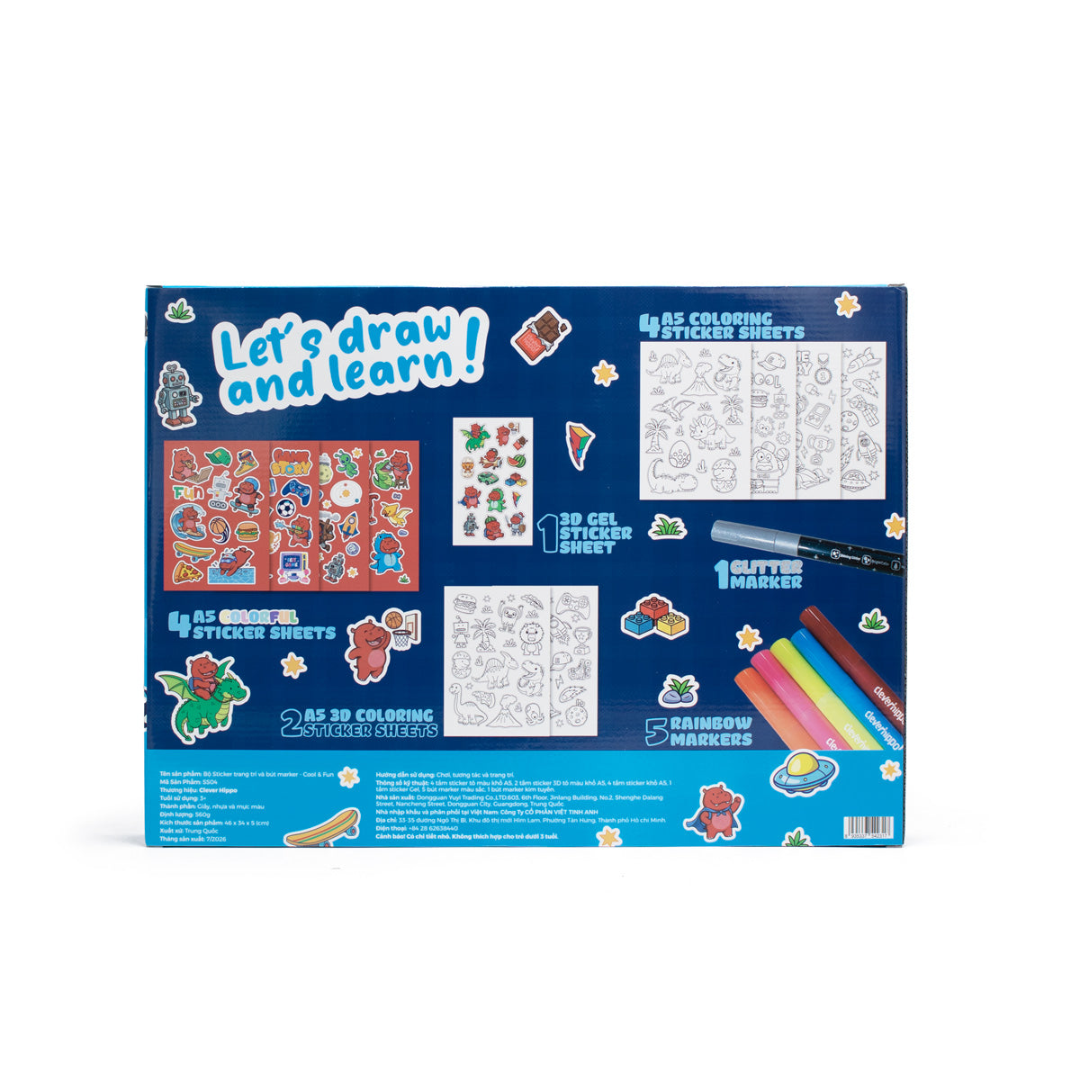 Bộ Sticker Trang Trí Và Bút Marker - Cool & Fun CLEVERHIPPO SS04