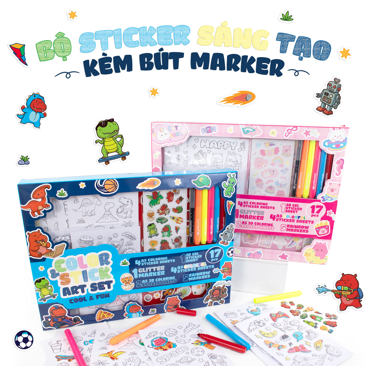 Bộ Sticker Trang Trí Và Bút Marker - Cool & Fun CLEVERHIPPO SS04