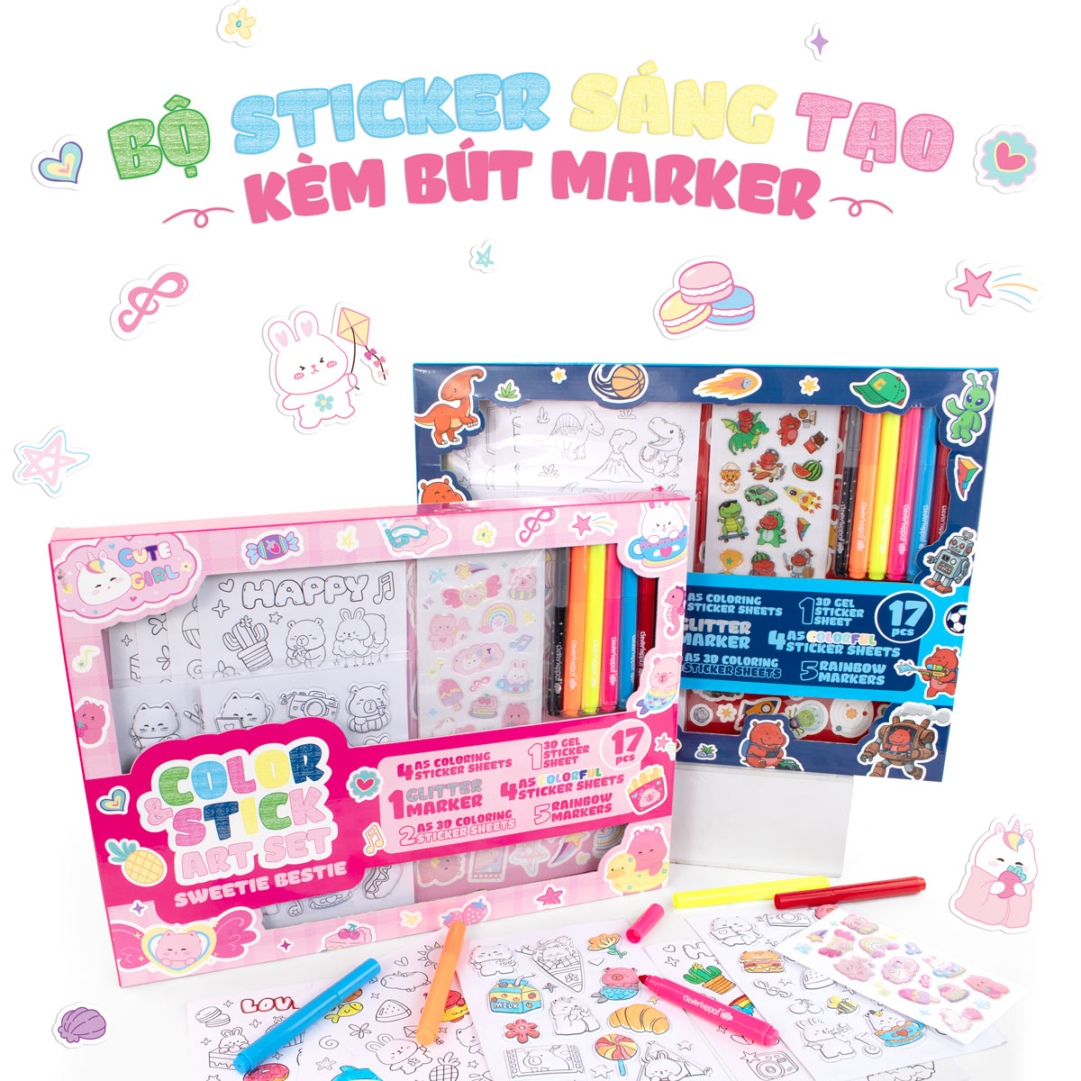 Bộ Sticker Trang Trí Và Bút Marker - Sweetie Bestie CLEVERHIPPO SS03