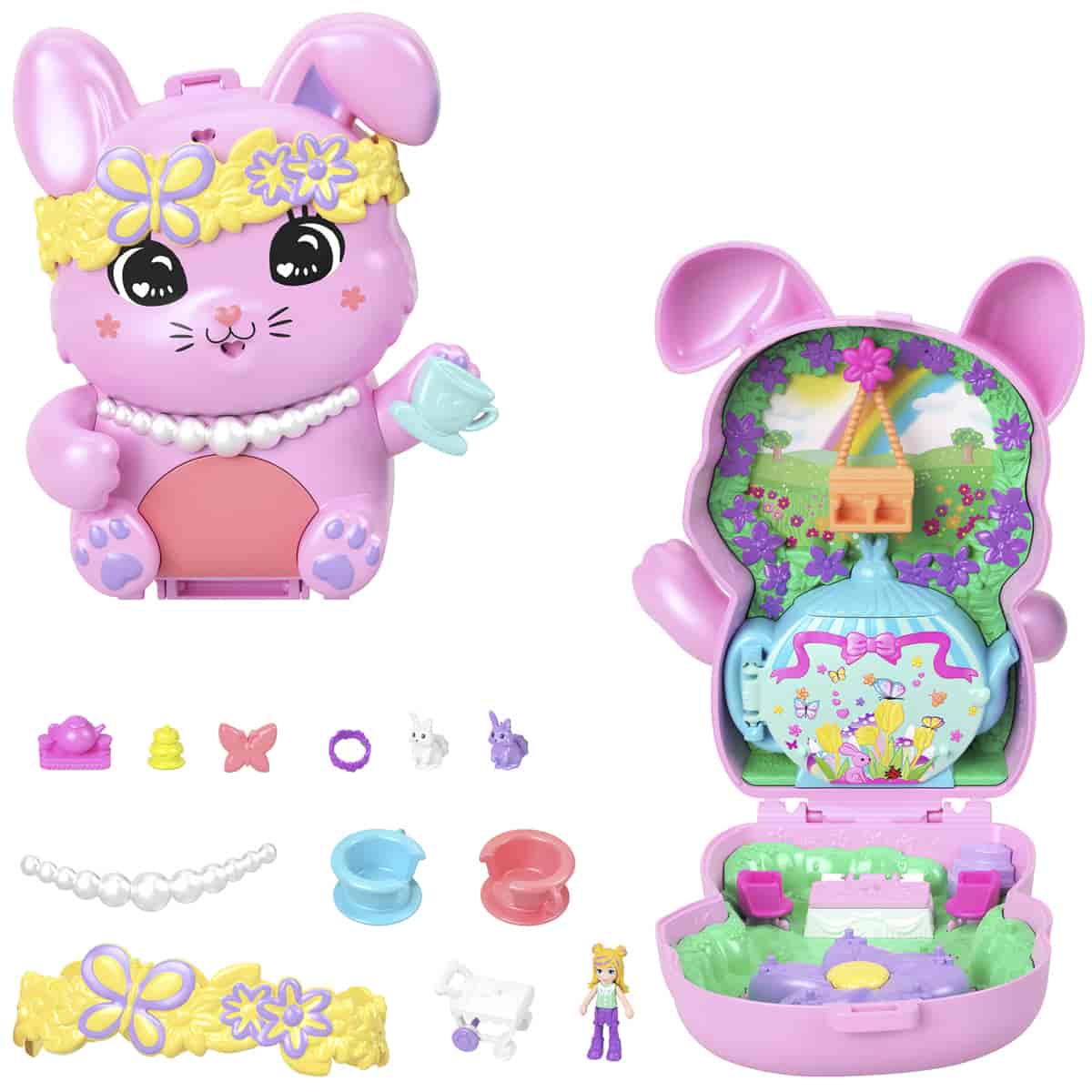 Đồ Chơi Bộ Sưu Tập Polly Pocket Và Tiệc Trà Của Bé Thỏ Hồng POLLY POCKET JFG56