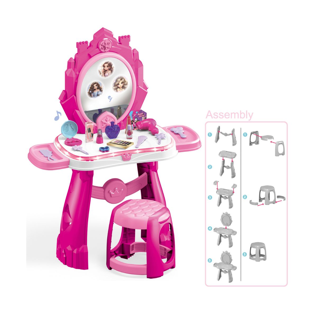 Princess Vanity Play Set with Stool SWEET HEART SH35993