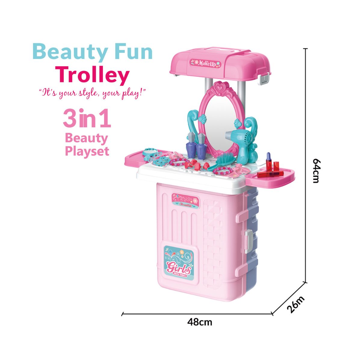 Bộ Trang Điểm Vali Hồng 3 Trong 1 SWEET HEART SH33795