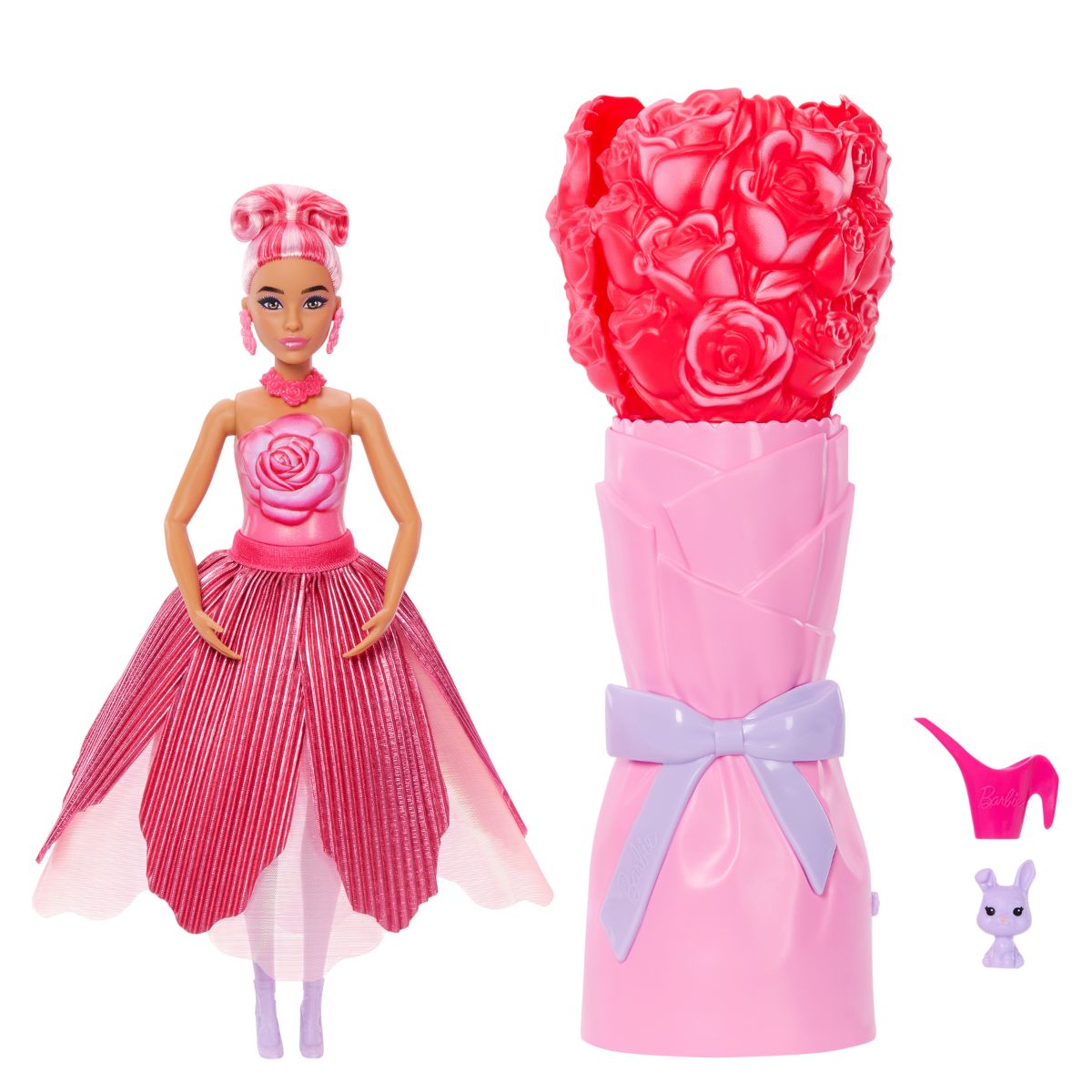 Đồ Chơi Búp Bê Flower Unboxed - Váy Hoa Hồng Tỏa Sắc BARBIE JMF59