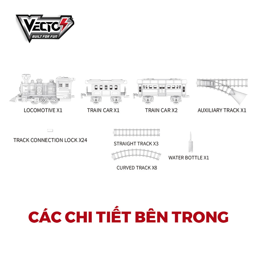 Đồ chơi lắp ráp đường ray và tàu hỏa hơi nước VECTO VT6994A