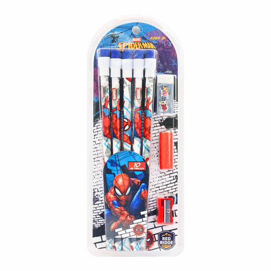 Combo 10 Bút Chì 2B Kèm Gôm, Gọt Spider Man RED RIDGE 100831