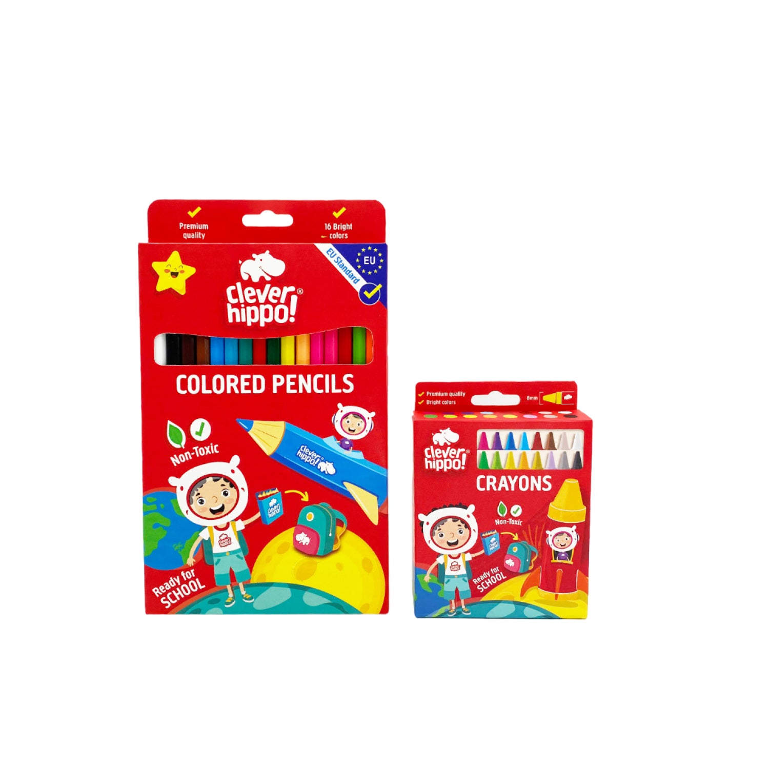 Combo 16 Màu Sáp Và 16 Màu Chì Colorful Cleverhippo Cb161601