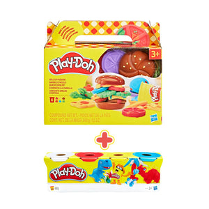 Đồ Chơi Combo Bộ Khuôn Làm Bánh Burger Vui Nhộn Và Bột Nặn 4 Màu PLAYDOH CBG1614/G1609-B5517