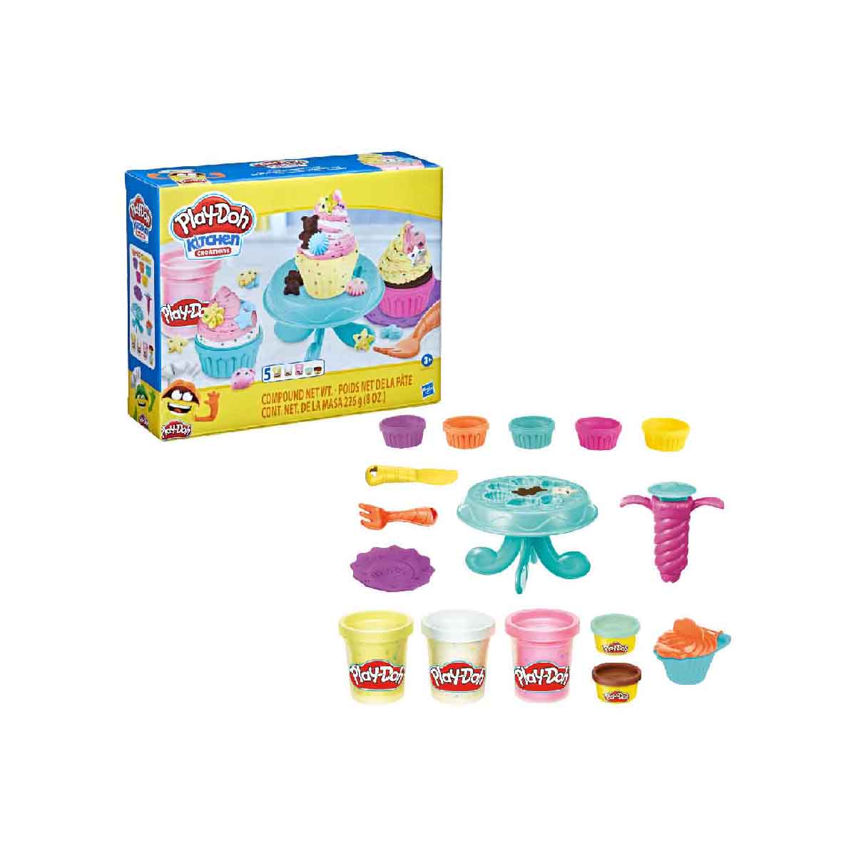 Đồ Chơi Combo Bộ Khuôn Làm Bánh Cupcake Và Bột Nặn 4 Màu Mini PLAYDOH E7253-2025