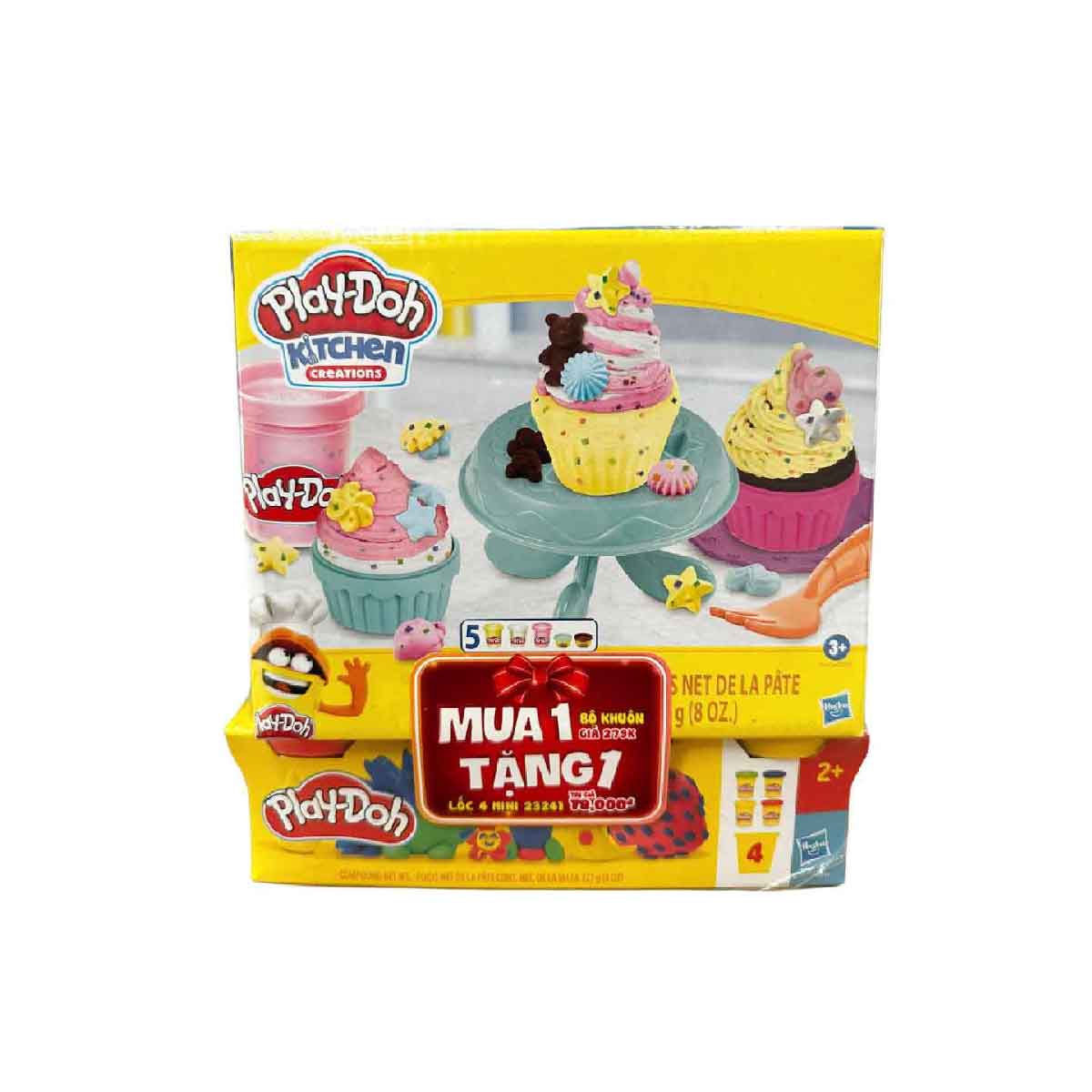 Đồ Chơi Combo Bộ Khuôn Làm Bánh Cupcake Và Bột Nặn 4 Màu Mini PLAYDOH E7253-2025