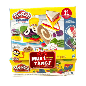Đồ Chơi Combo Bộ Khuôn Làm Bánh Kẹp Và Bột Nặn 4 Màu Mini PLAYDOH E7253-2025