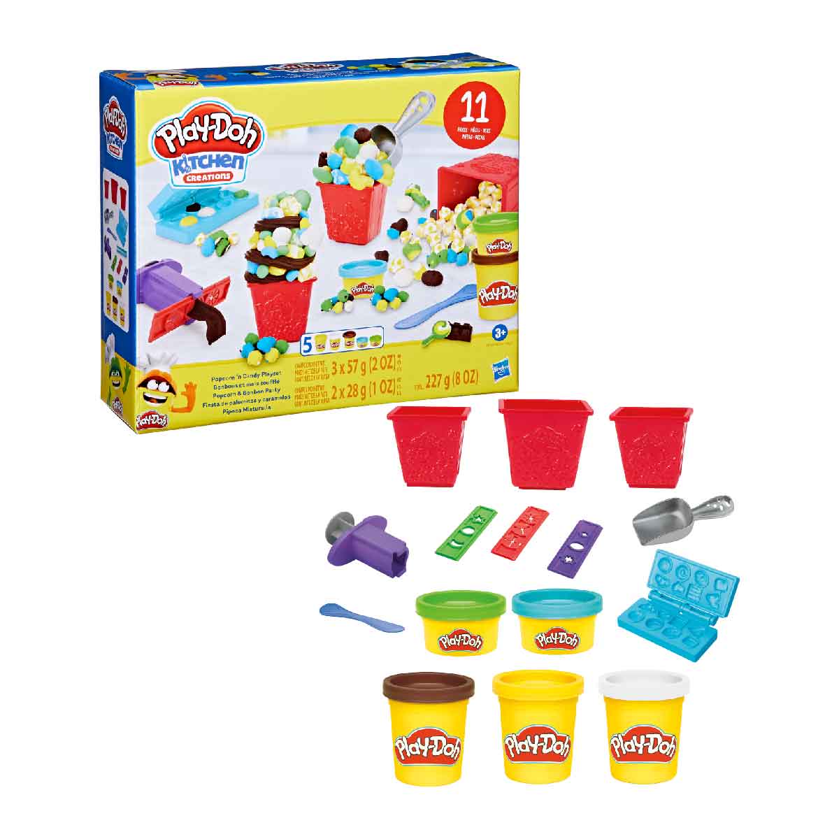 Đồ Chơi Combo Bộ Khuôn Làm Bắp Rang Và Bột Nặn 4 Màu Mini PLAYDOH E7253-2025