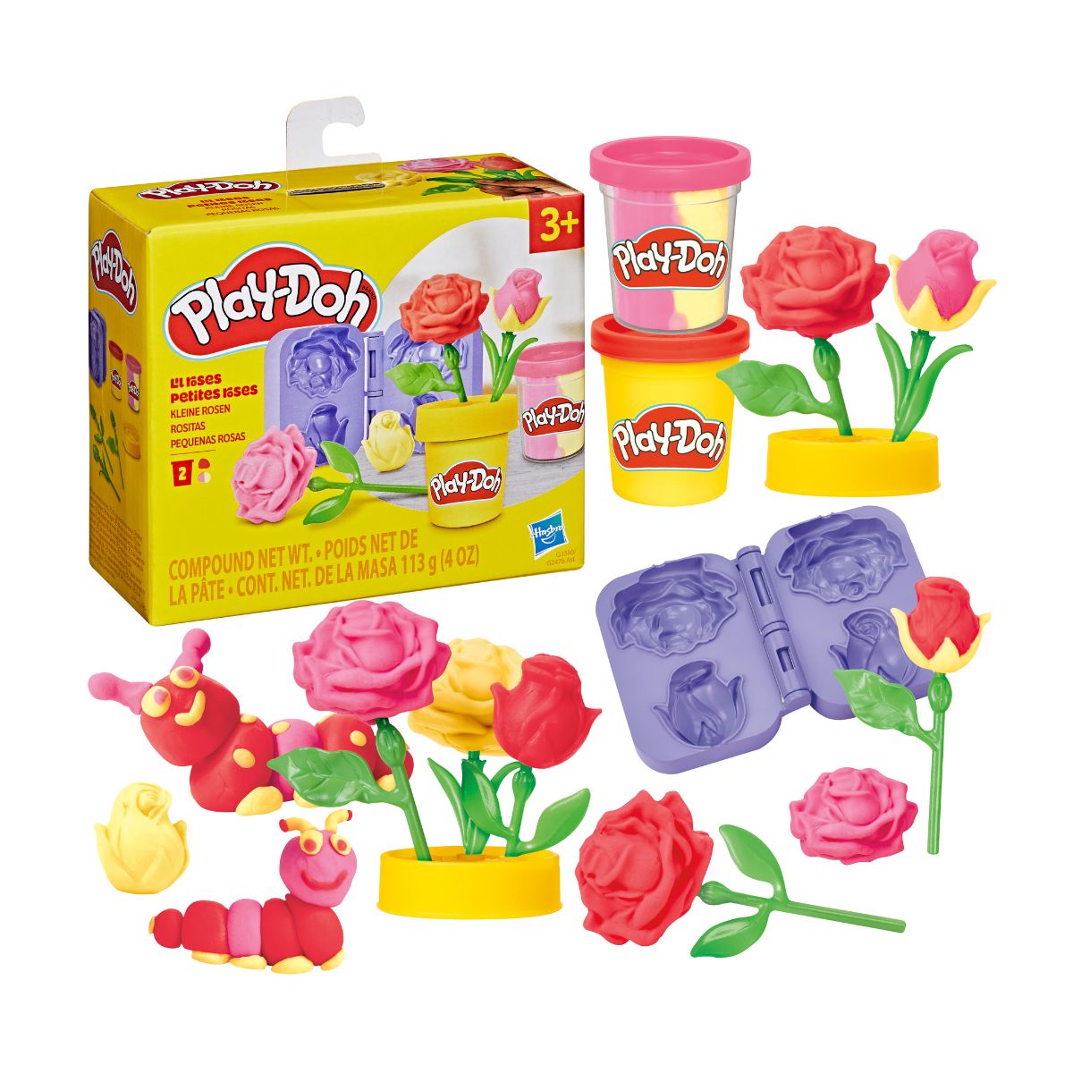 Đồ Chơi Combo Bộ Khuôn Làm Hoa Hồng Và Bột Nặn 4 Màu Mini PLAYDOH CBG3390/G2476-23241