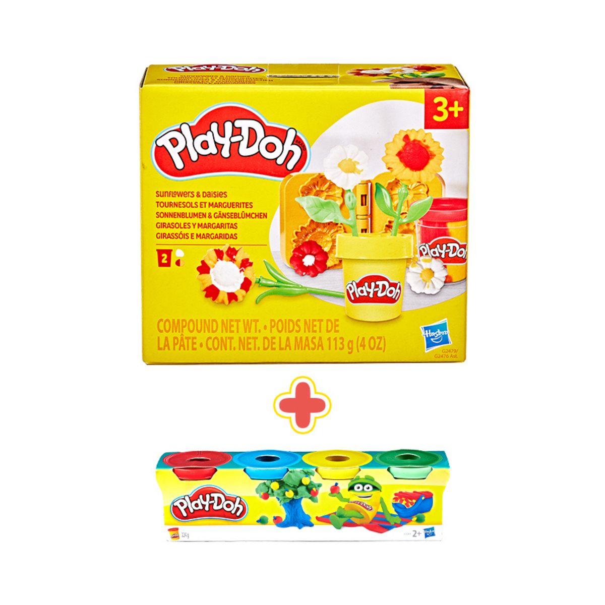 Đồ Chơi Combo Bộ Khuôn Làm Hoa Mặt Trời Và Bột Nặn 4 Màu Mini PLAYDOH CBG2479/G2476-23241
