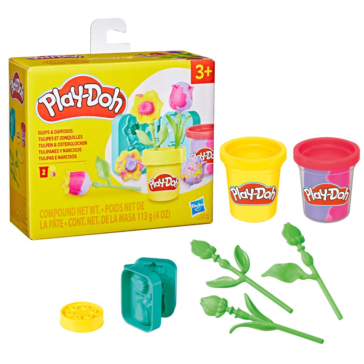 Đồ Chơi Combo Bộ Khuôn Làm Hoa Tulip Thần Kỳ Và Bột Nặn 4 Màu Mini PLAYDOH CBG2478/G2476-23241