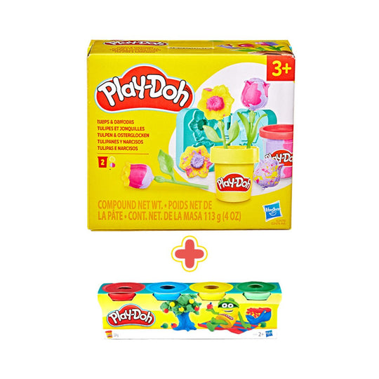 Đồ Chơi Combo Bộ Khuôn Làm Hoa Tulip Thần Kỳ Và Bột Nặn 4 Màu Mini PLAYDOH CBG2478/G2476-23241