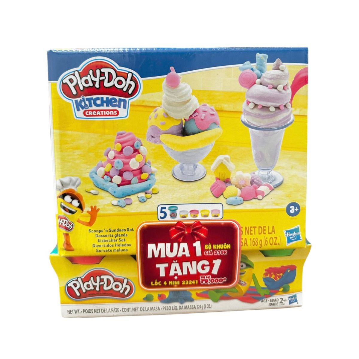 Đồ Chơi Combo Bộ Khuôn Làm Kem Và Bột Nặn 4 Màu Mini Playdoh E7253-2025