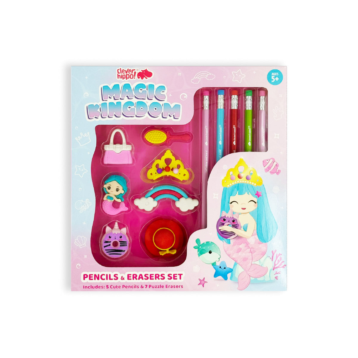 Combo Gôm Và Bút Chì Magic Kingdom Clever Hippo Ps03