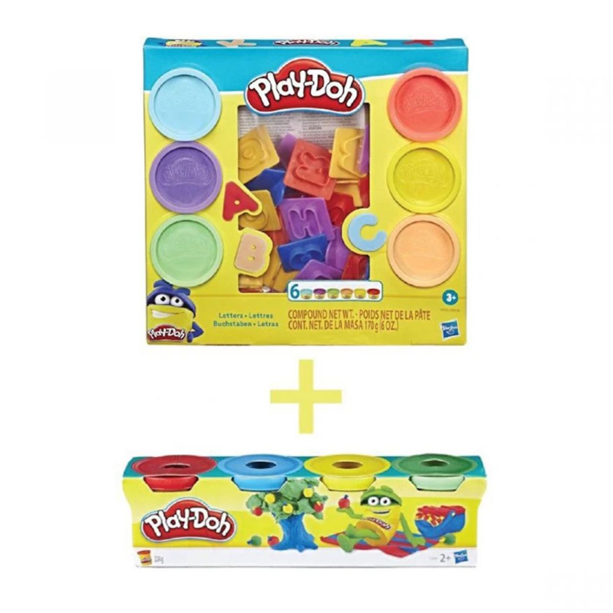 Combo khuôn tạo hình chữ cái và bột nặn 4 màu mini PLAYDOH CBE8532/E8530-23241