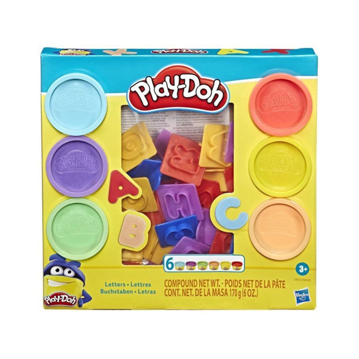 Combo khuôn tạo hình chữ cái và bột nặn 4 màu mini PLAYDOH CBE8532/E8530-23241