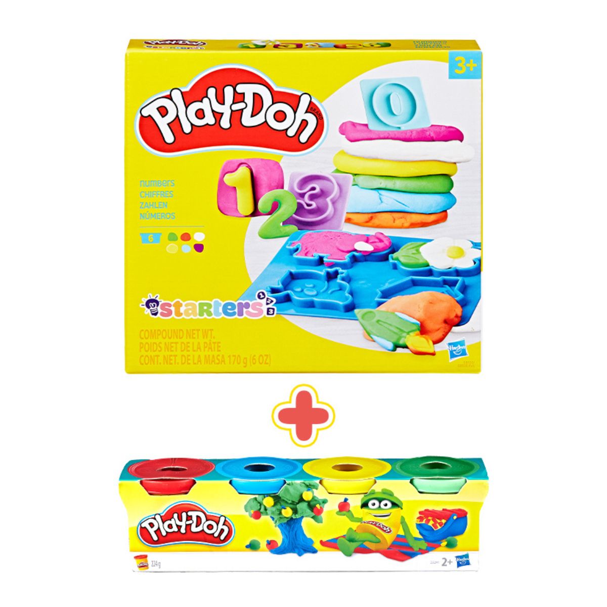 Combo khuôn tạo hình chữ số và bột nặn 4 màu mini PLAYDOH CBE8533/E8530-23241