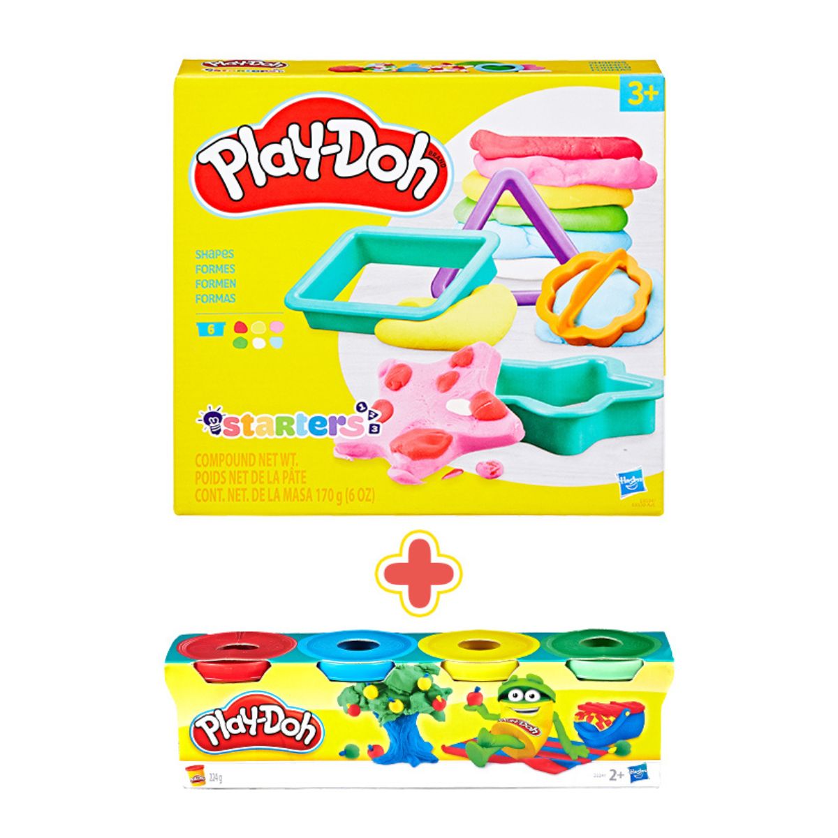 Combo khuôn tạo hình cơ bản và bột nặn 4 màu mini PLAYDOH CBE8534/E8530-23241