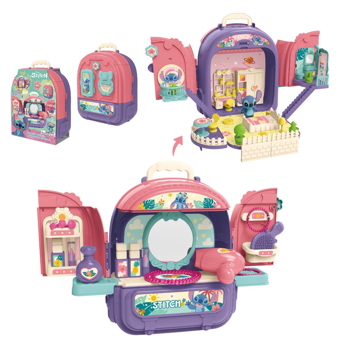 Đồ Chơi Balo 2 Mặt Trang Điểm Và Phòng Ngủ Stitch SWEET HEART SH10306