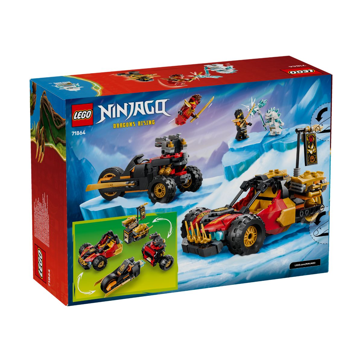 Đồ Chơi Lắp Ráp Bộ Đôi Siêu Xe Chiến Đấu Của Kai Và Cole LEGO NINJAGO 71864 (394 chi tiết)