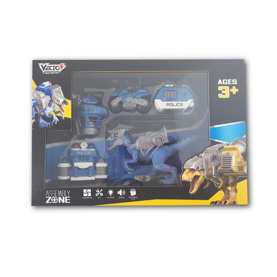 Đồ Chơi Lắp Ráp DIY Xe Cảnh Sát Và Khủng Long Raptor Có Đèn VECTO VT504C