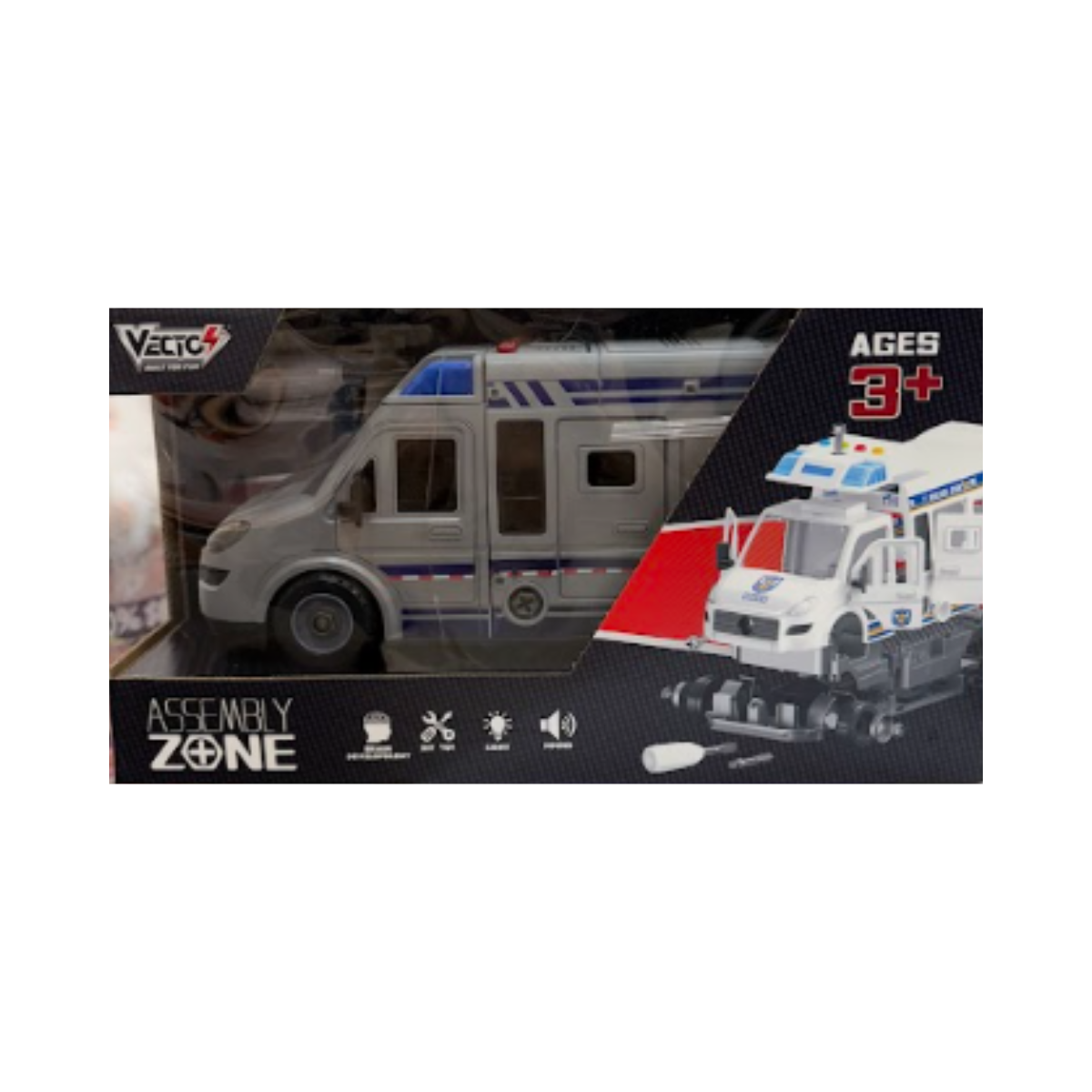 Đồ Chơi Lắp Ráp DIY Xe Van Cảnh Sát Có Đèn Và Âm Thanh VECTO VT8088D