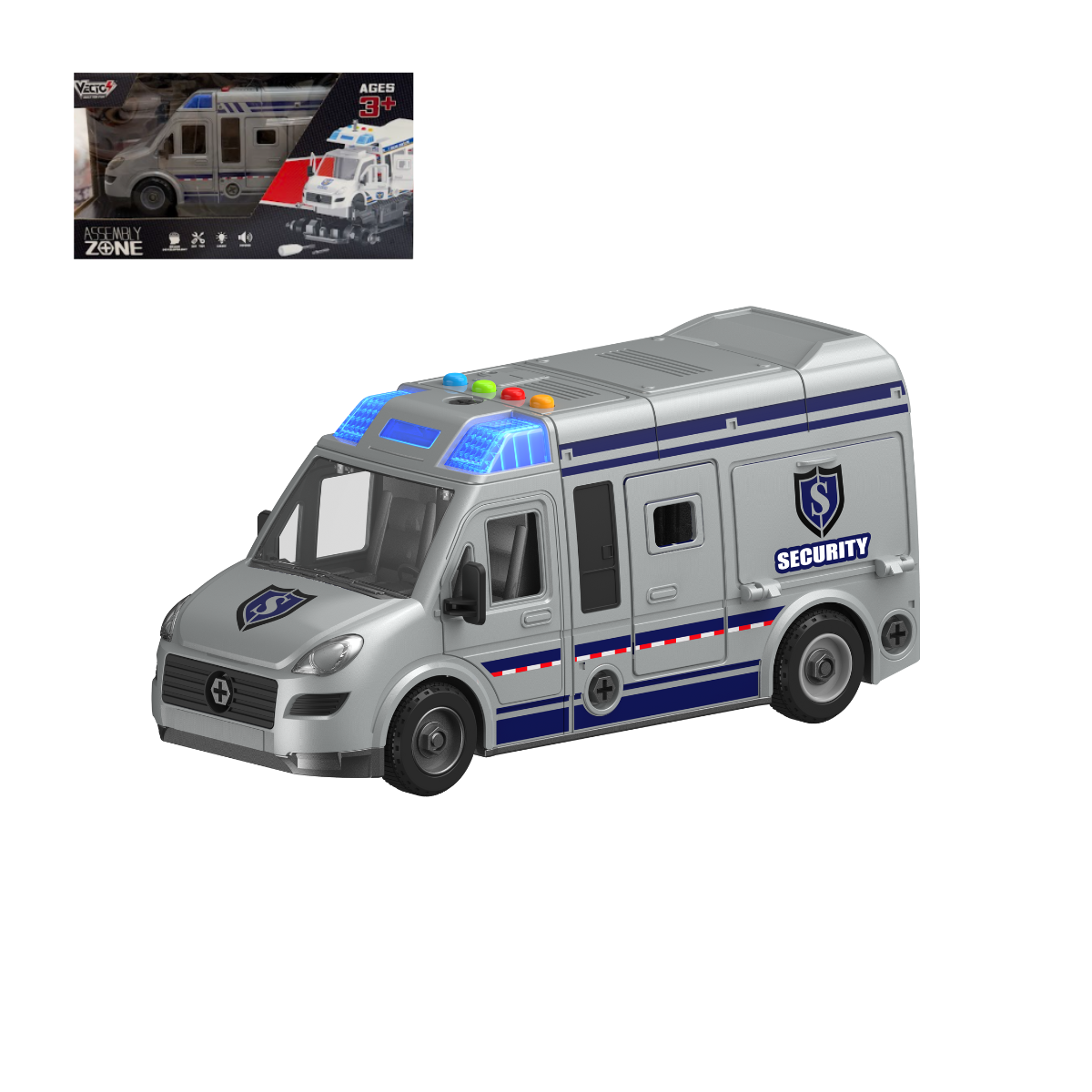 Đồ Chơi Lắp Ráp DIY Xe Van Cảnh Sát Có Đèn Và Âm Thanh VECTO VT8088D