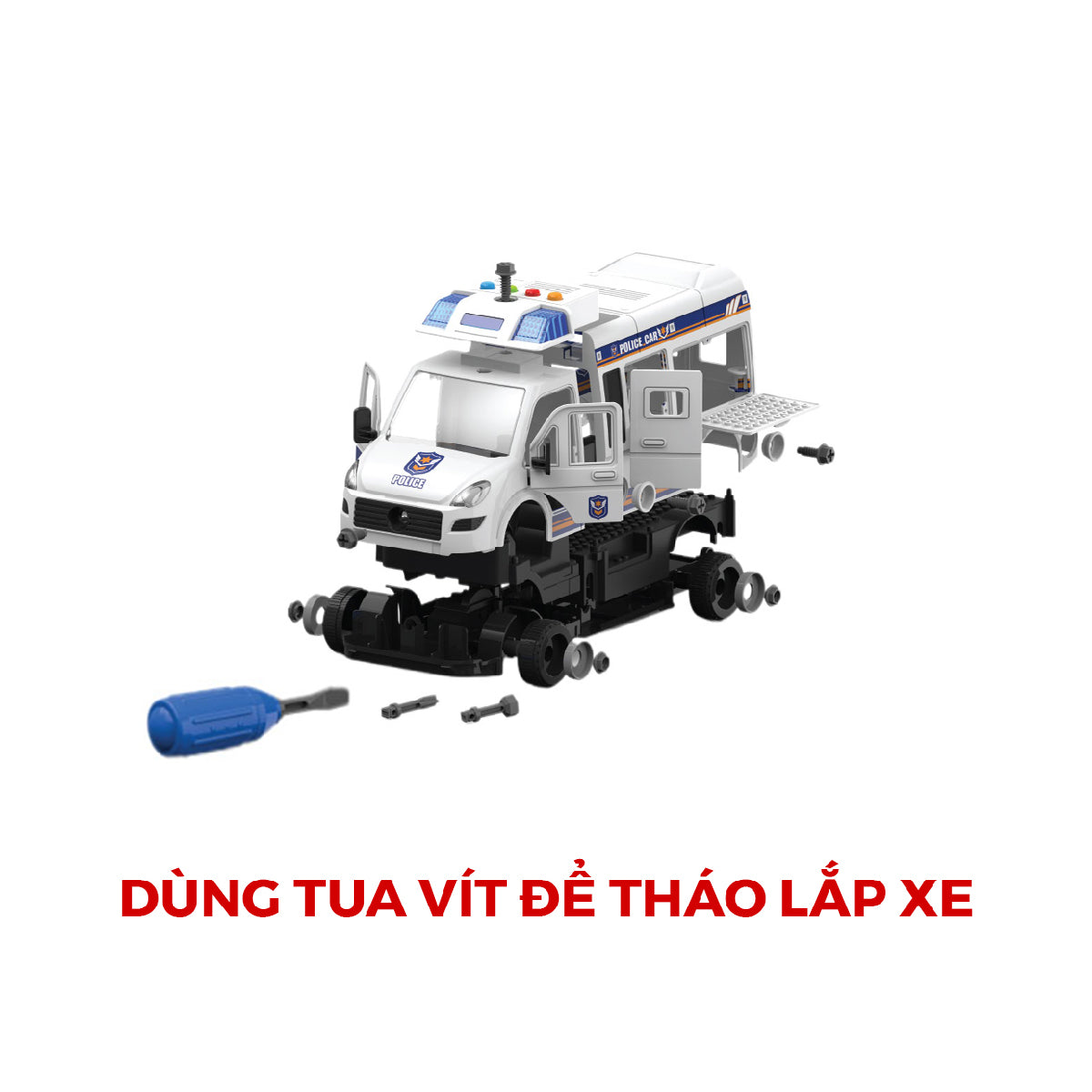 Đồ Chơi Lắp Ráp DIY Xe Van Cứu Hỏa Có Đèn Và Âm Thanh VECTO VT8088B