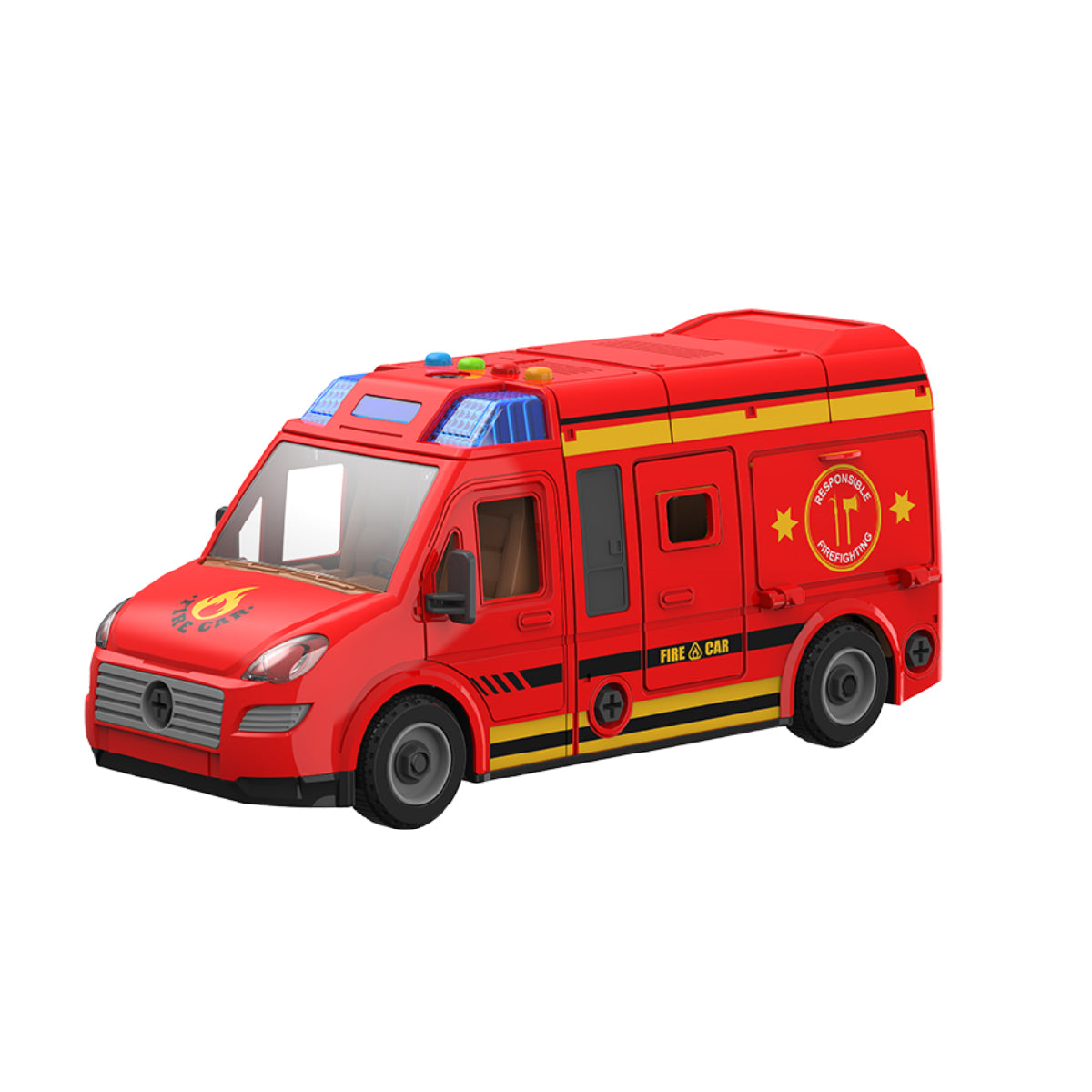 Đồ Chơi Lắp Ráp DIY Xe Van Cứu Hỏa Có Đèn Và Âm Thanh VECTO VT8088B