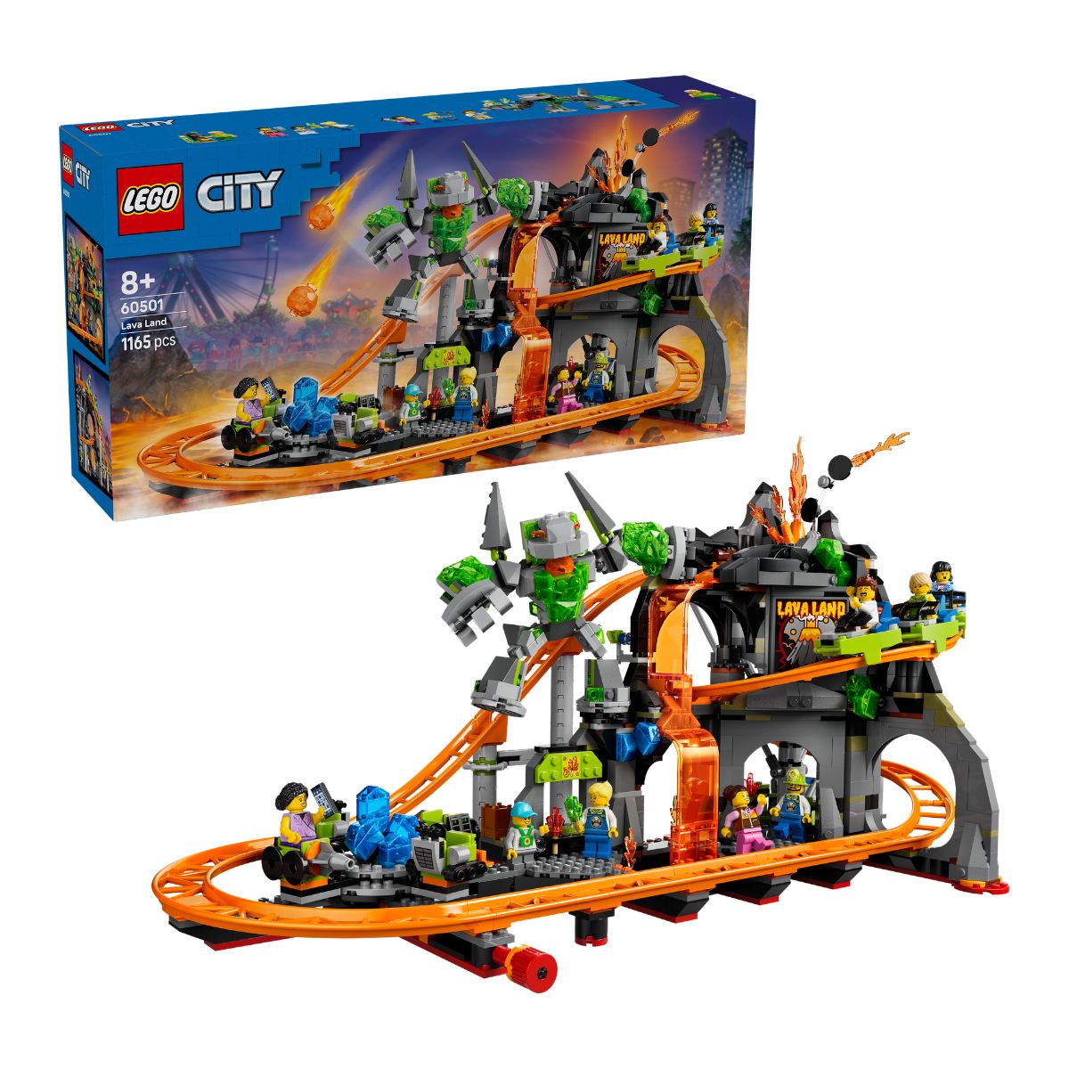 LEGO City Volcano Roller Coaster Park Building Set 60501 (1,165 Pieces)