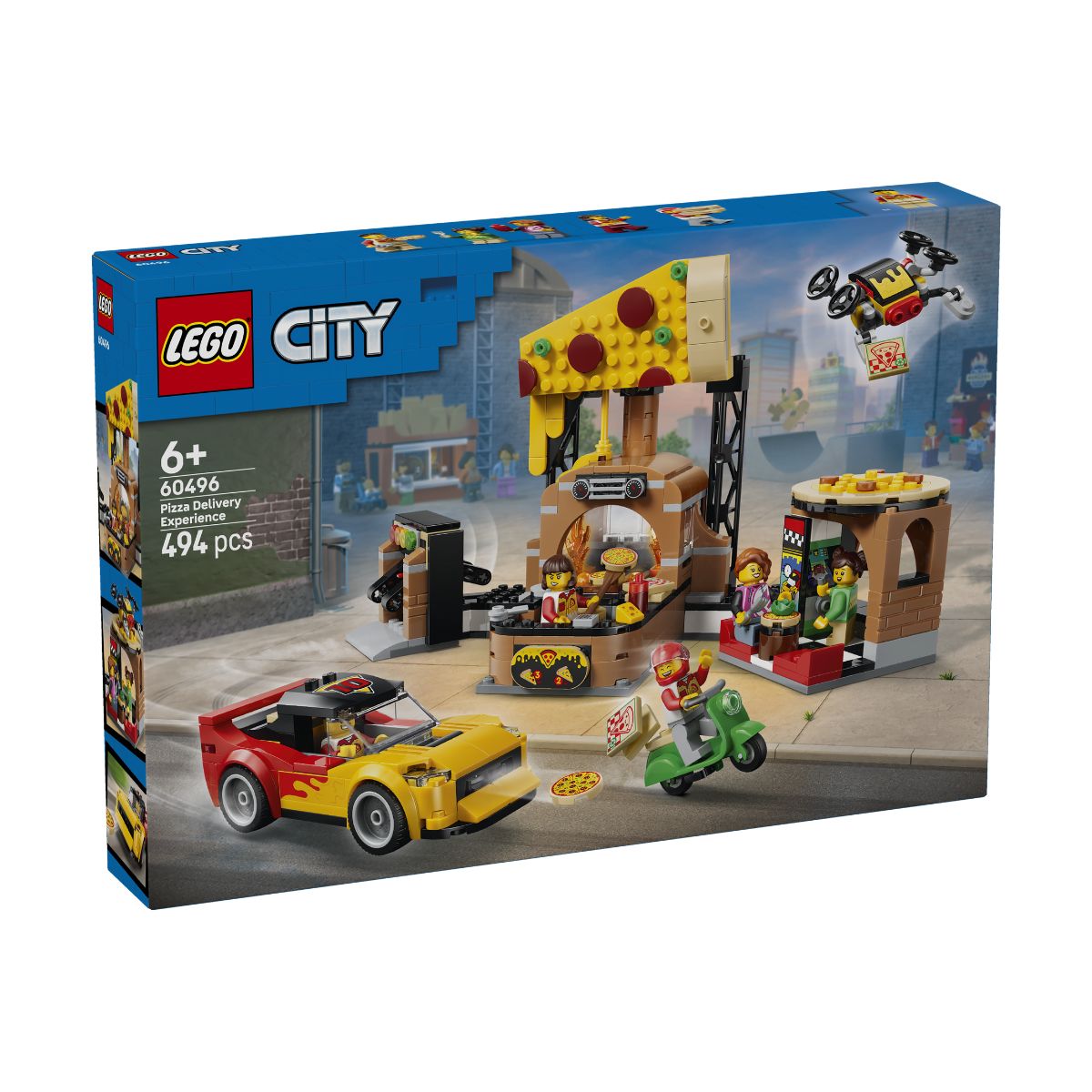 LEGO City 60496 Pizza Stand and Delivery Vehicle Building Set (494 Pieces)
