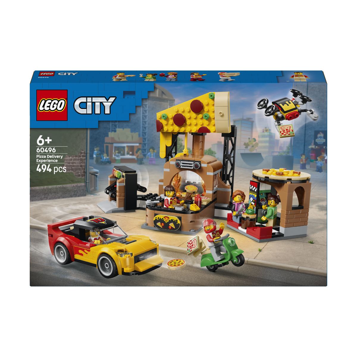 LEGO City 60496 Pizza Stand and Delivery Vehicle Building Set (494 Pieces)