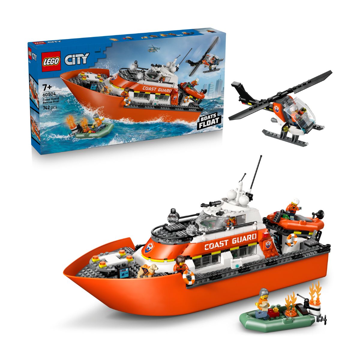 Đồ Chơi Lắp Ráp Tàu Cứu Hộ Và Trực Thăng Bảo Vệ Bờ Biển LEGO CITY 60504