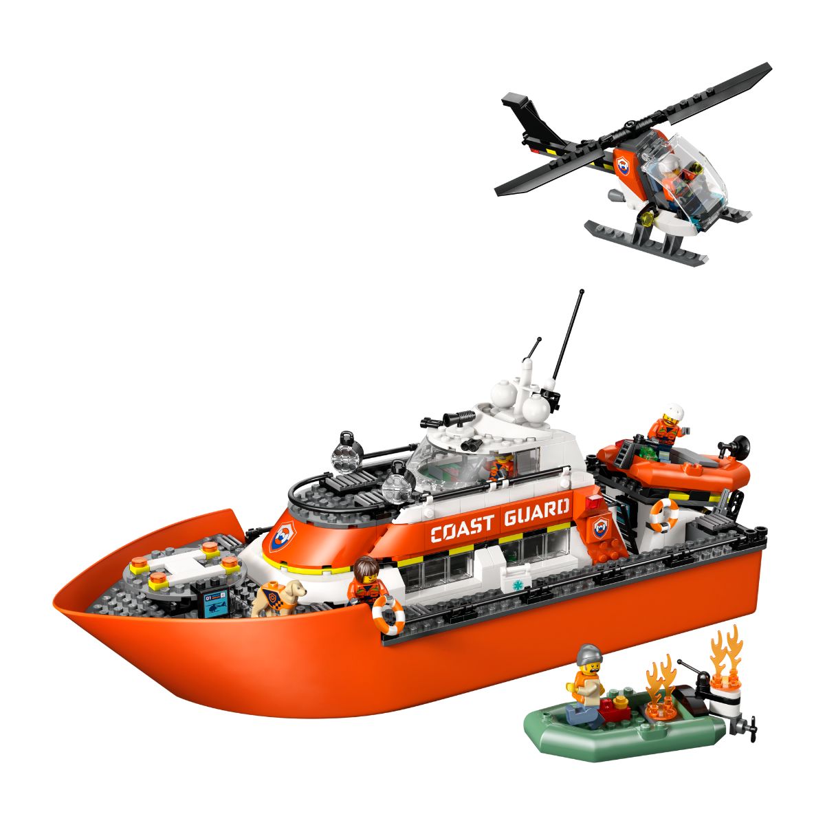 Đồ Chơi Lắp Ráp Tàu Cứu Hộ Và Trực Thăng Bảo Vệ Bờ Biển LEGO CITY 60504
