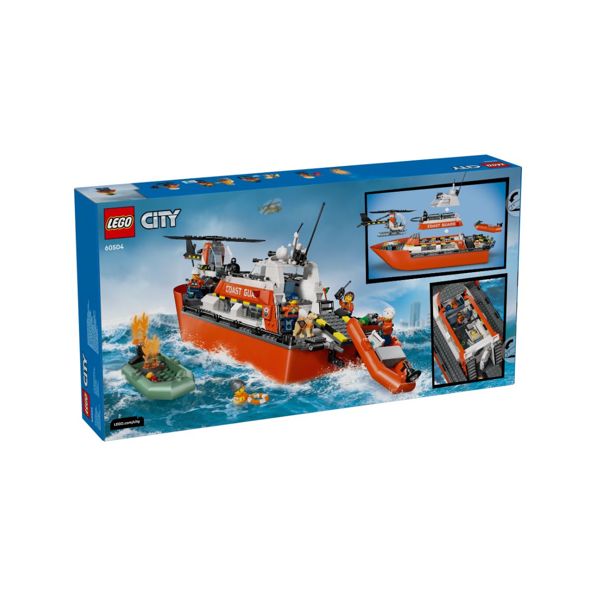 Đồ Chơi Lắp Ráp Tàu Cứu Hộ Và Trực Thăng Bảo Vệ Bờ Biển LEGO CITY 60504