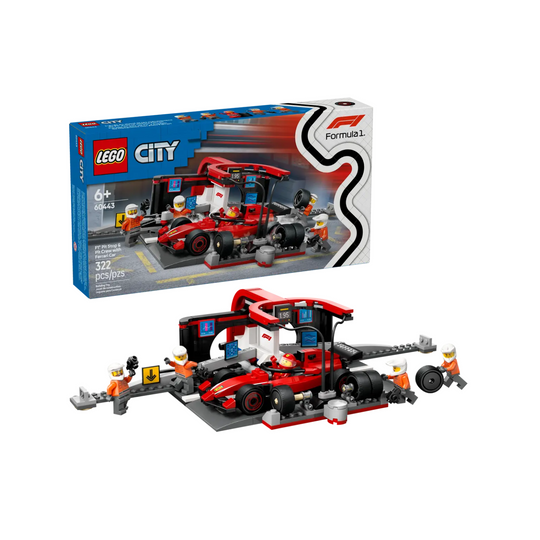 LEGO City 60443 F1 Car Maintenance Station Buildable Toy