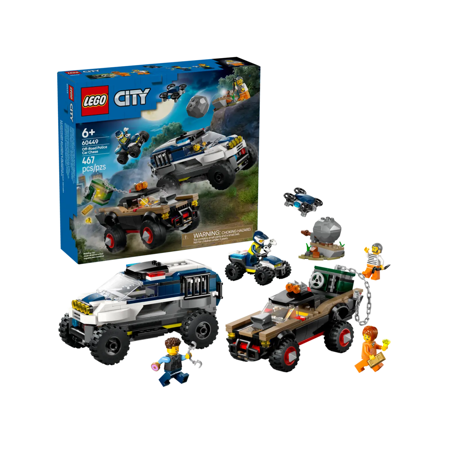 Đồ Chơi Lắp Ráp Truy Đuổi Cảnh Sát Xe Địa Hình LEGO CITY 60449 (467 chi tiết)