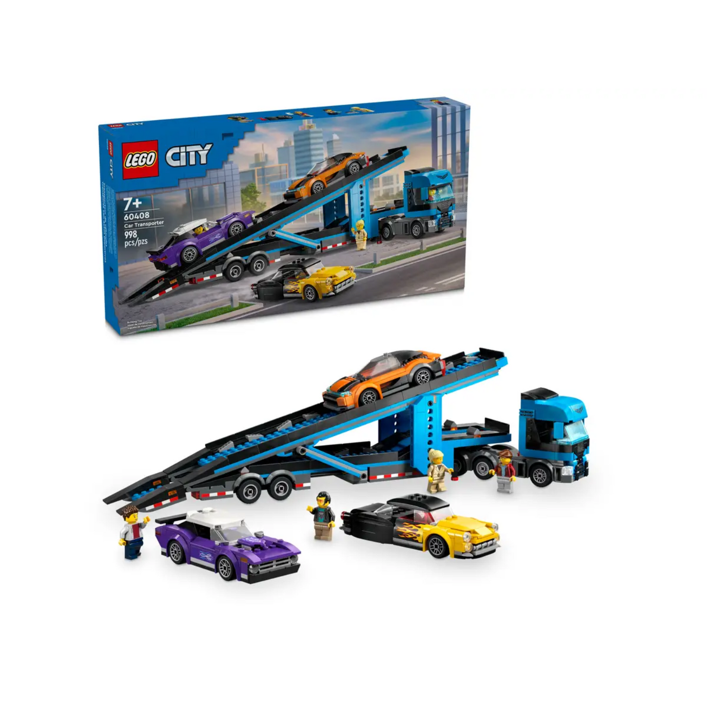 Đồ Chơi Lắp Ráp Xe Tải Vận Chuyển Xe Đua Thể Thao LEGO CITY 60408 (998 chi tiết)