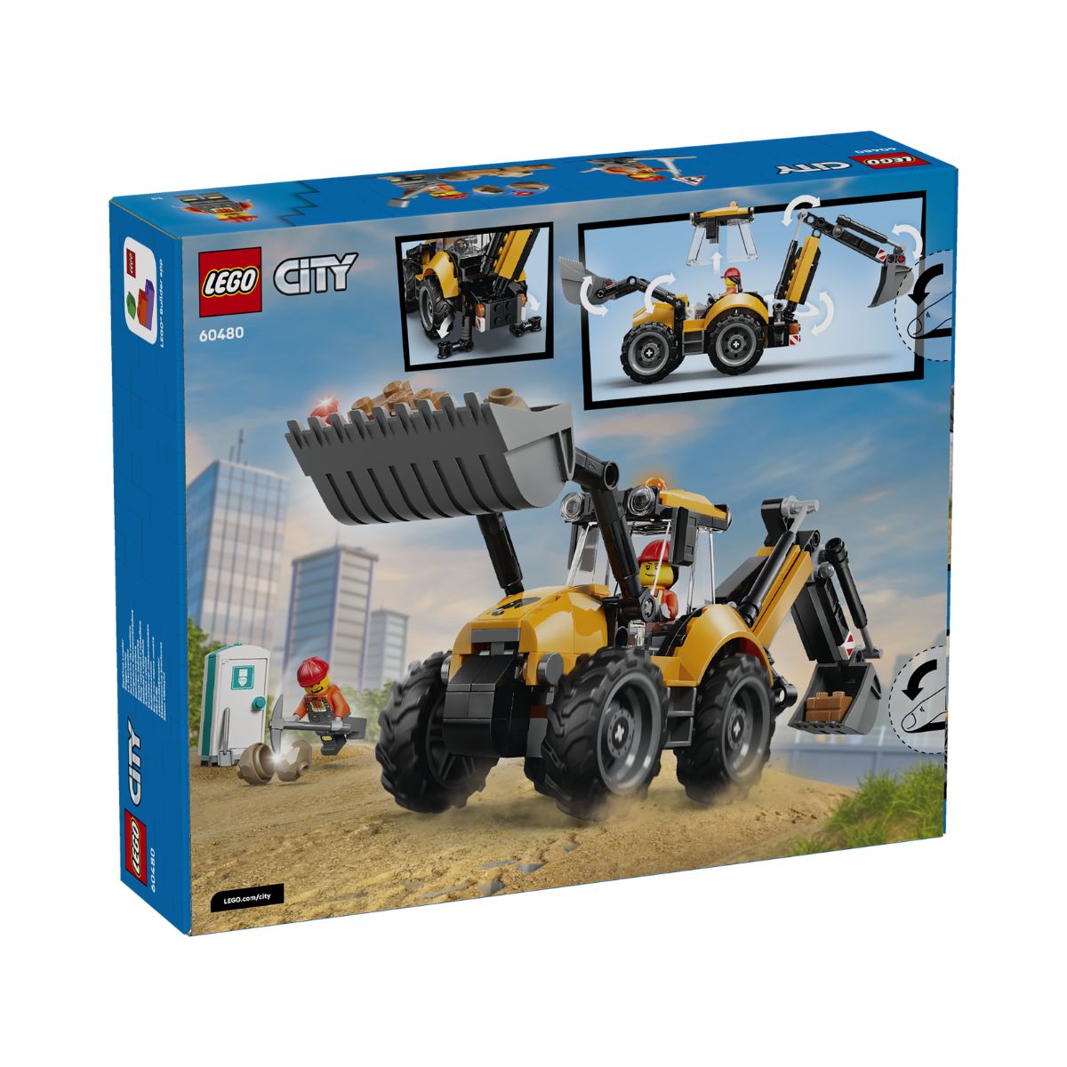 LEGO City 60480 Yellow Backhoe Loader Construction Toy (301 Pieces)
