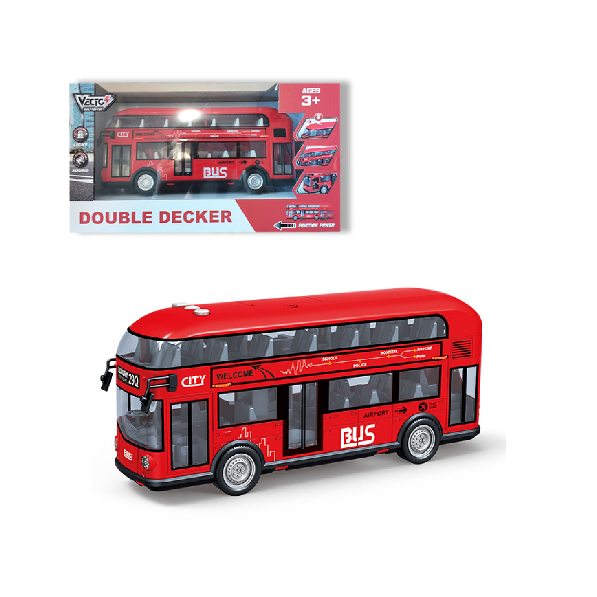 Đồ Chơi Mô Hình Xe Buýt Hai Tầng Có Đèn Và Âm Thanh VECTO VT29Q